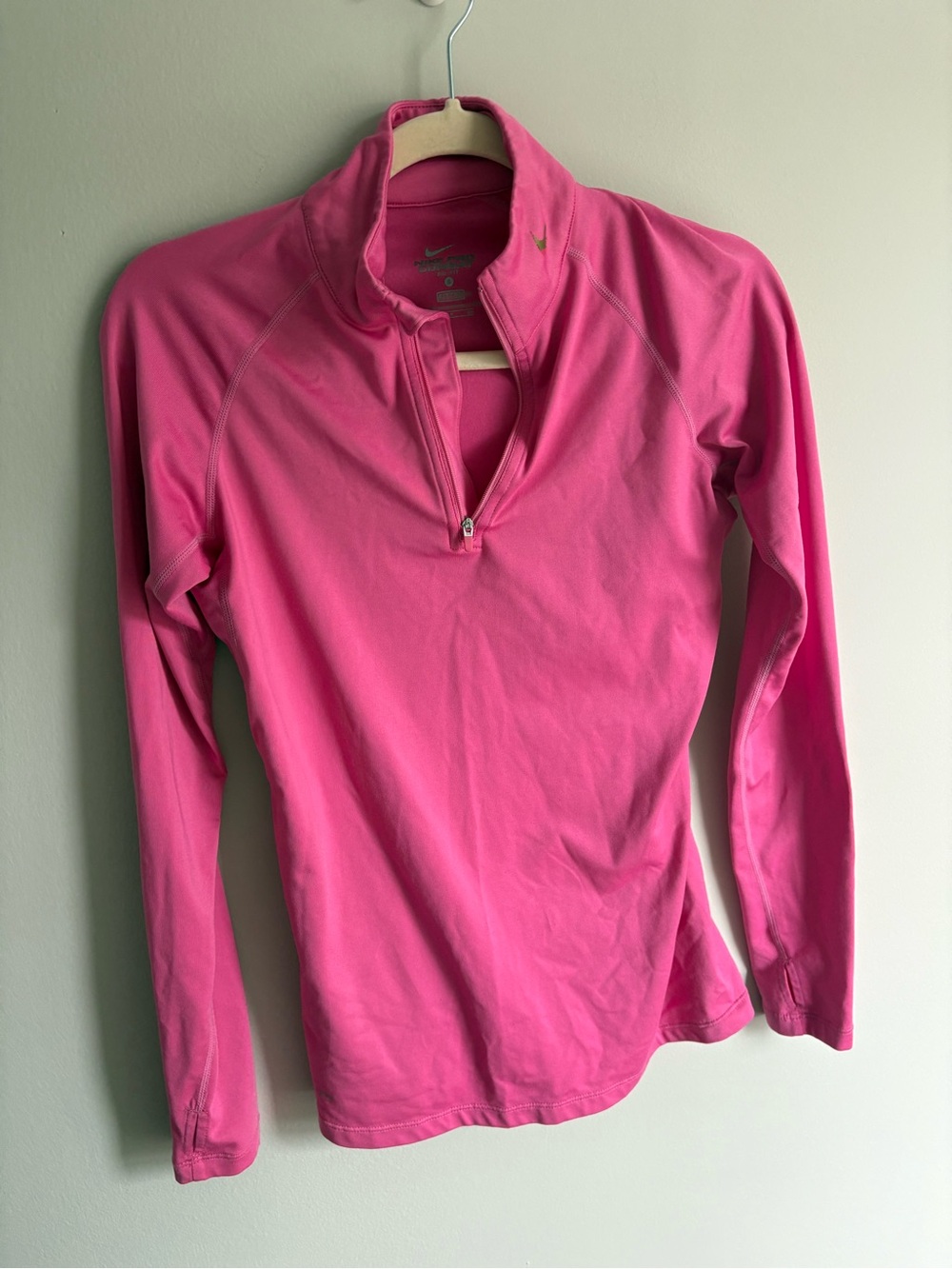 Nike Women's Hot Pink Quarter-Zip Long Sleeve Top